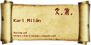 Karl Milán névjegykártya